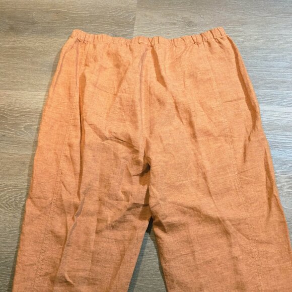 Eileen Fisher Womens Large 100% Organic Linen Lantern Pants Ankle Elastic Waist - Picture 7 of 8